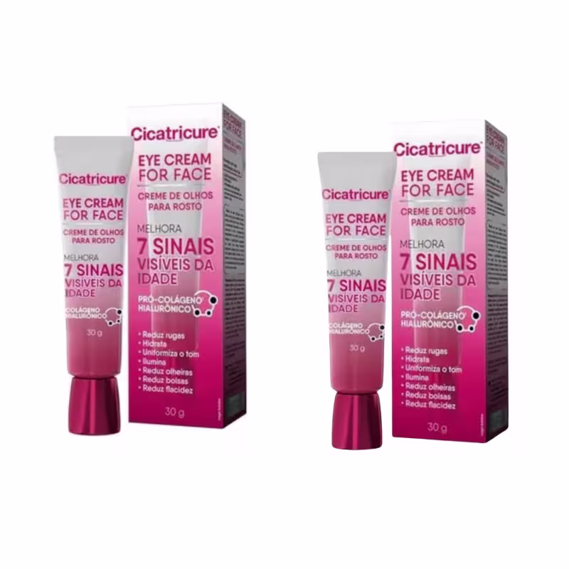 Kit com 2 Eye Cream For Face 7 sinais 30g cada - Cicatricure
