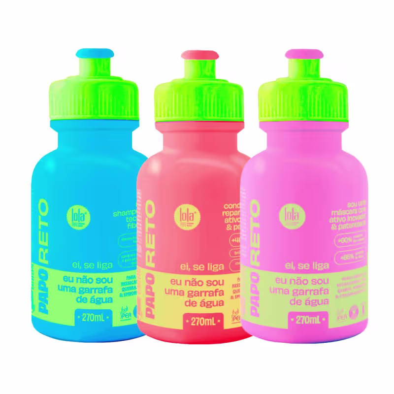 Kit Lola From Rio Papo Reto - Shampoo 270ml + Condicionador 270ml + Máscara Fluída 270ml