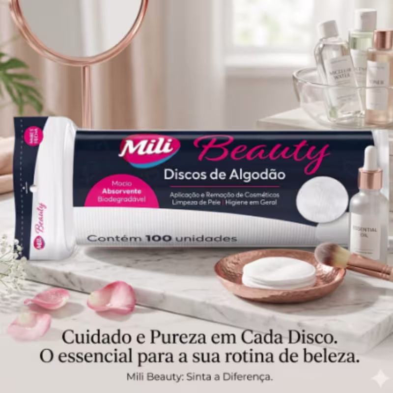 Algodão Disco Facial Mili Beauty C/100 Unidades