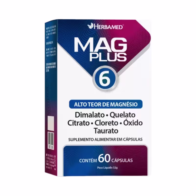 Mag Plus 6 Magnésio C60 Herbamed – Energia e Função Muscular