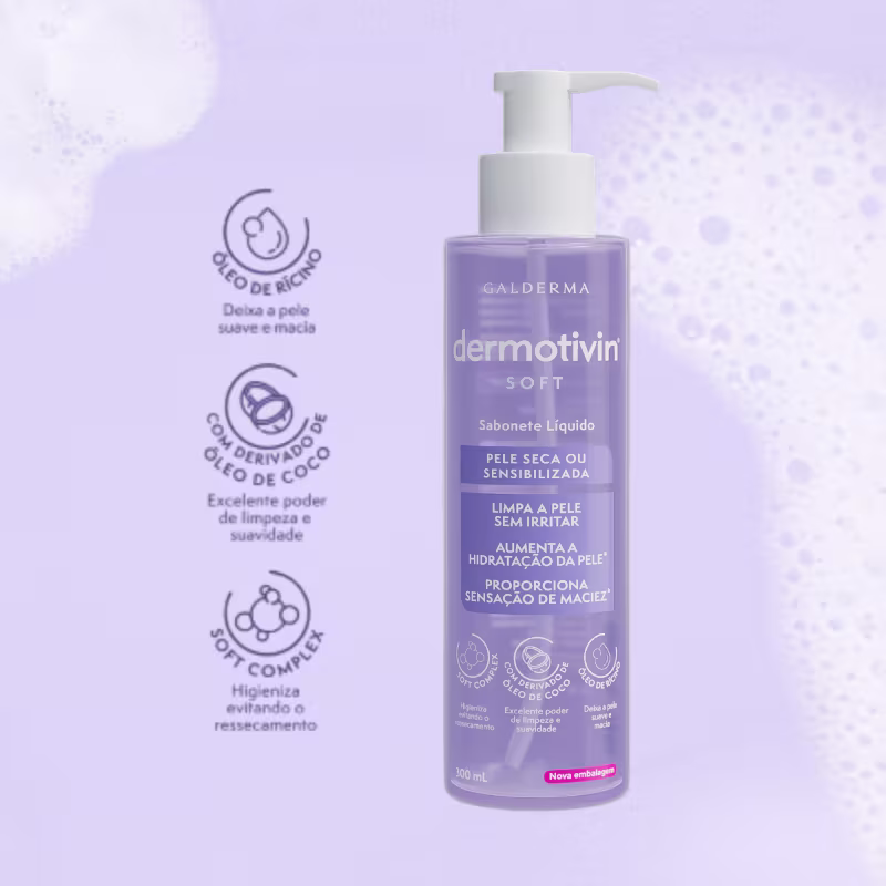 Dermotivin Soft Pele Seca ou Sensibilizada - Sabonete Líquido Facial 300ml