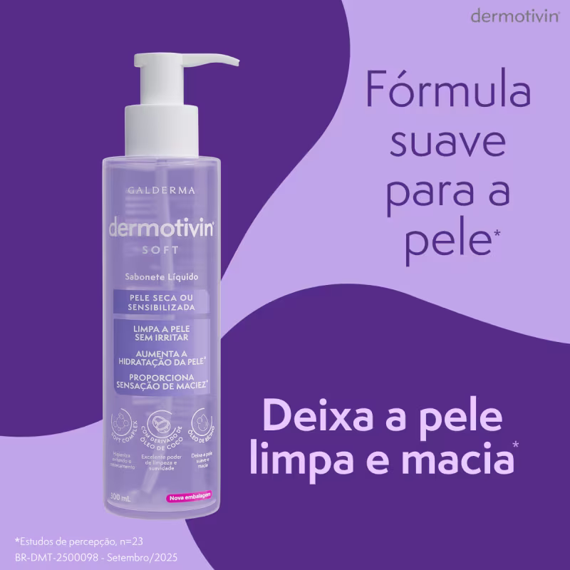 Dermotivin Soft Pele Seca ou Sensibilizada - Sabonete Líquido Facial 300ml