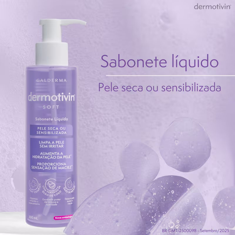 Dermotivin Soft Pele Seca ou Sensibilizada - Sabonete Líquido Facial 300ml
