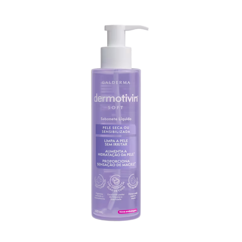 Dermotivin Soft Pele Seca ou Sensibilizada - Sabonete Líquido Facial 300ml