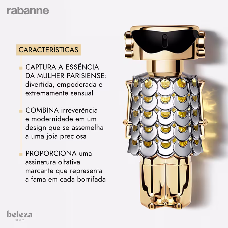 CAPTURA A ESSÊNCIA DA MULHER PARISIENSE: divertida, empoderada e extremamente sensual. COMBINA irreverência e modernidade em um design que se assemelha a uma joia preciosa. Assinatura olfativa marcante que representa a fama em cada borrifada.