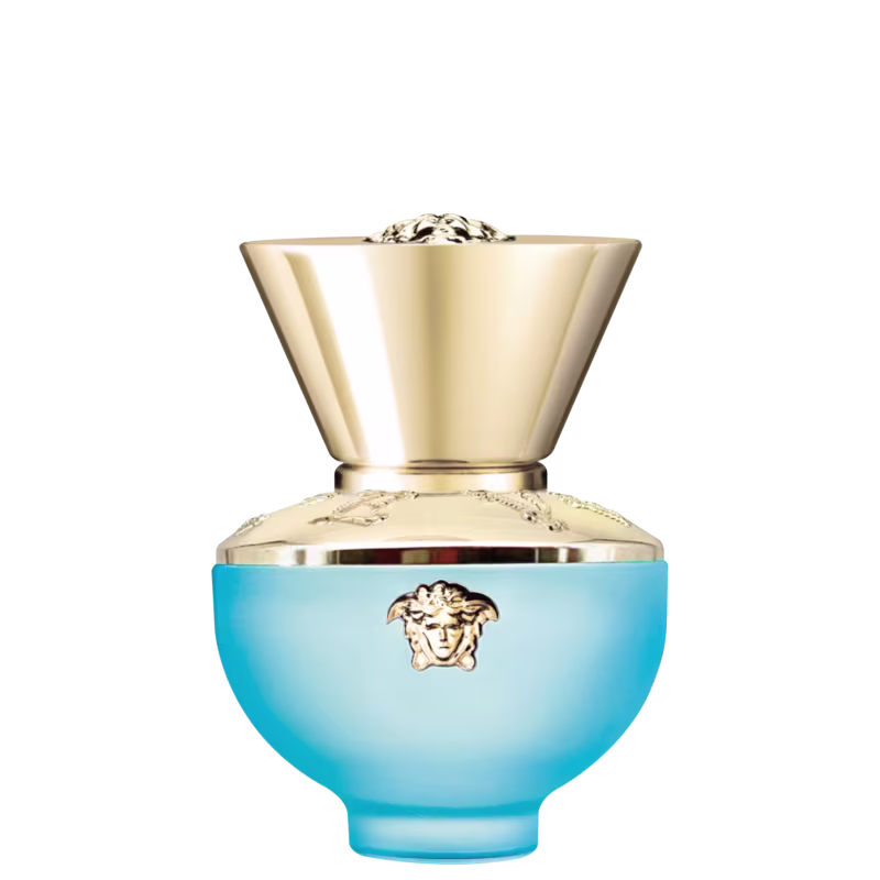 A imagem mostra o Perfume Importado Feminino de Dylan Turquoise de Versace.