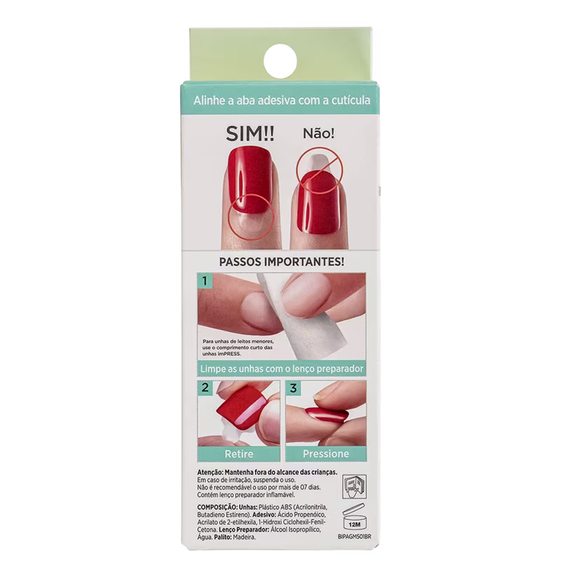 Kiss New York imPRESS Self Love Quadrado Médio - Unhas Postiças (30 Unidades)