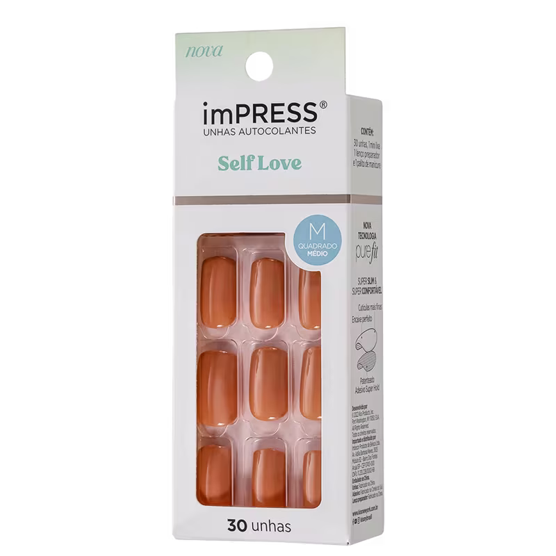Kiss New York imPRESS Self Love Quadrado Médio - Unhas Postiças (30 Unidades)