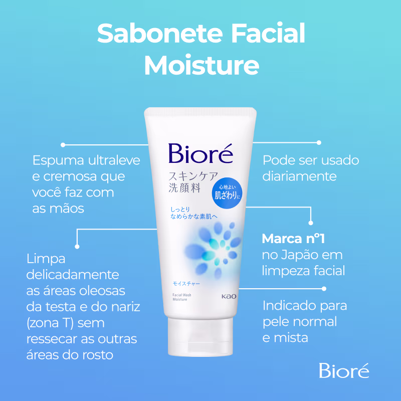 Bioré Skincare Facial Wash Moisture - Sabonete de Limpeza Facial 130g