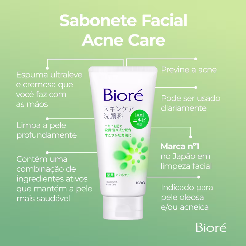 Bioré Skincare Facial Wash Acne Care - Sabonete de Limpeza Facial 130g