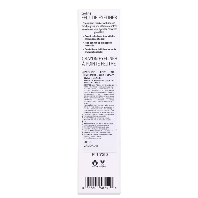 Wet n Wild ProLine Felt Tip Eyeliner Black - Delineador Líquido 5g