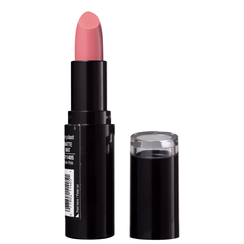 A imagem mostra o batom aberto, visto na lateral, permitindo ver um pouco do código de barras.