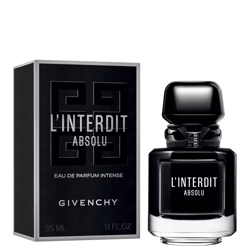 A imagem mostra a caixa e o frasco do perfume lado a lado.