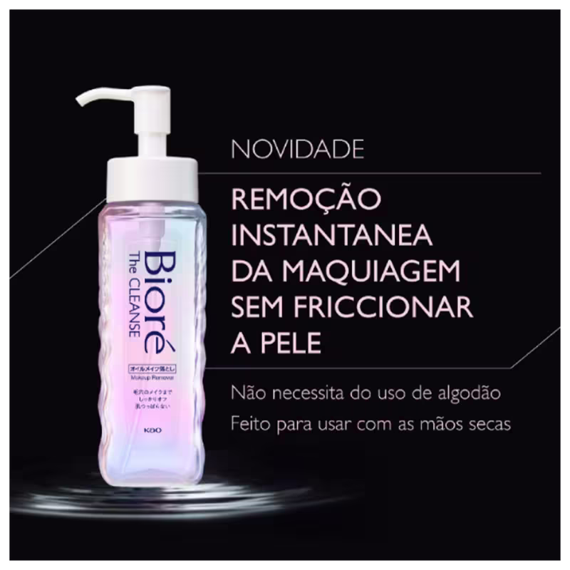Demaquilante Bioré The Cleanse. Garante remoção instantânea da maquiagem sem friccionar a pele.