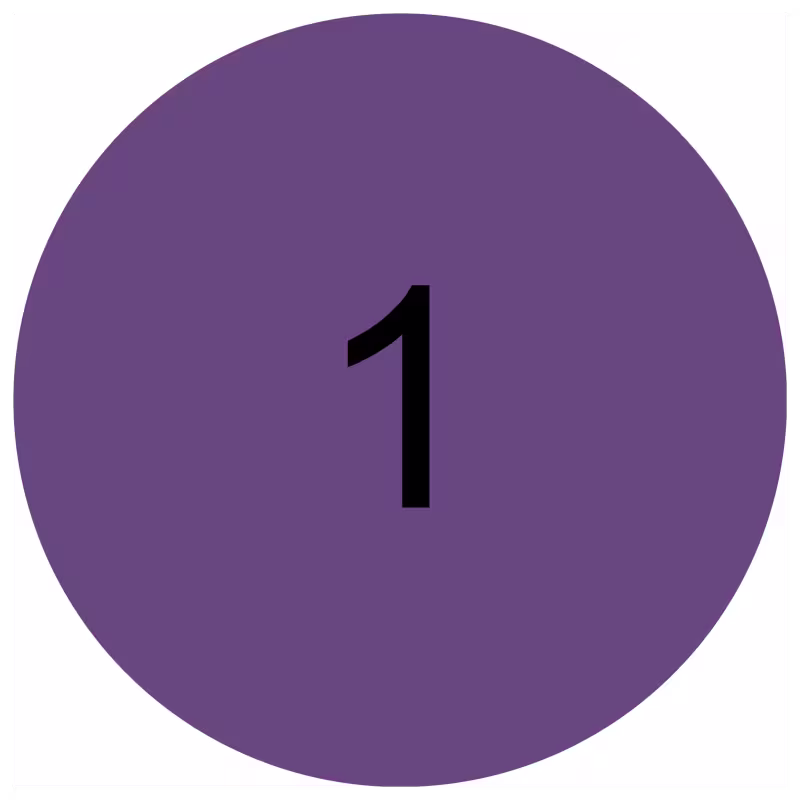 Um círculo roxo com o número 1 preto no centro.