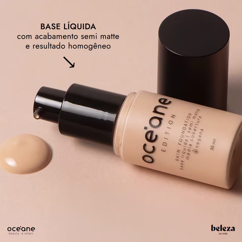 BASE LÍQUIDA com acabamento semi matte e resultado homogêneo