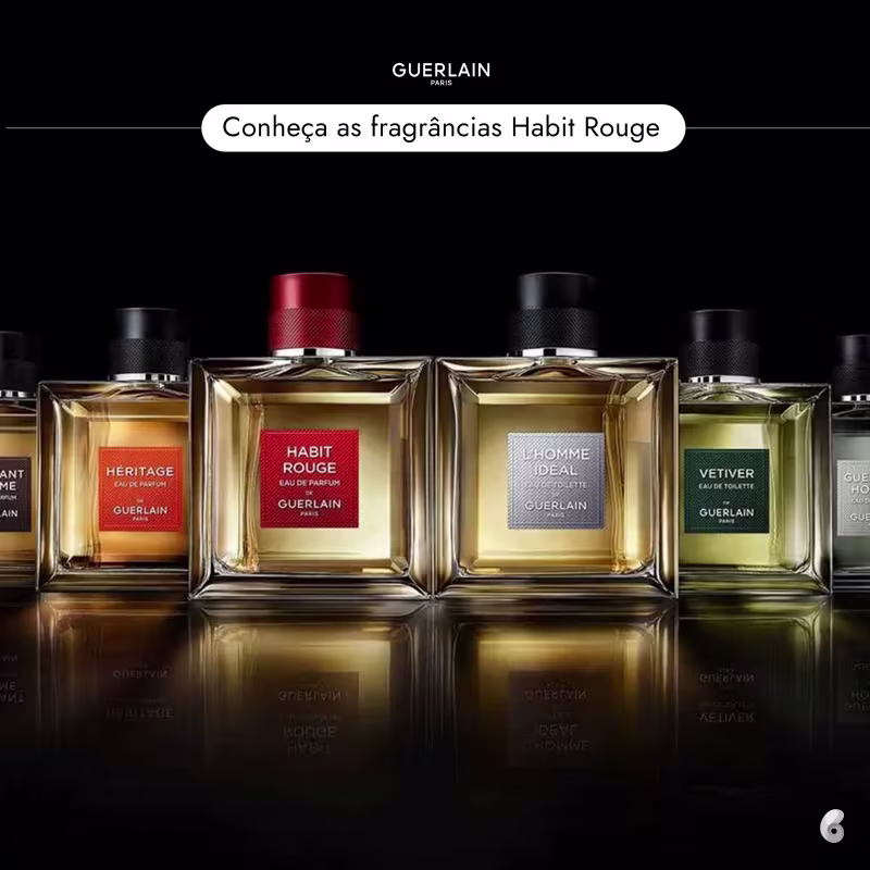 A imagem mostra 6 frascos de perfumes semelhantes.