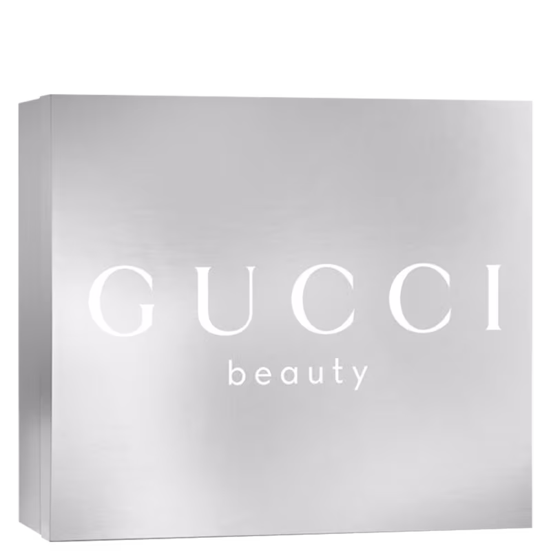 A imagem mostra uma caixa quadrada cinza com o logo da marca em branco.