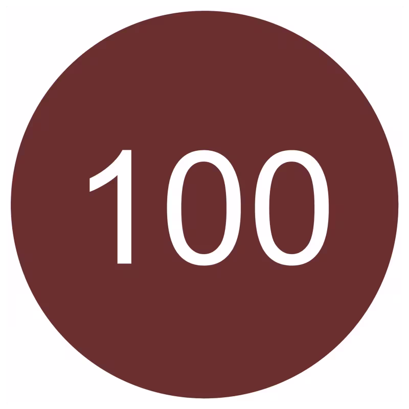 Número 100 com um círculo marrom.