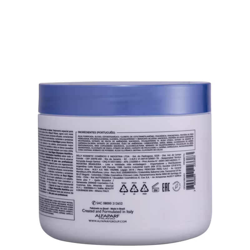 Máscara Capilar Nutritiva Alfaparf Milano Real Rigen 500g.
