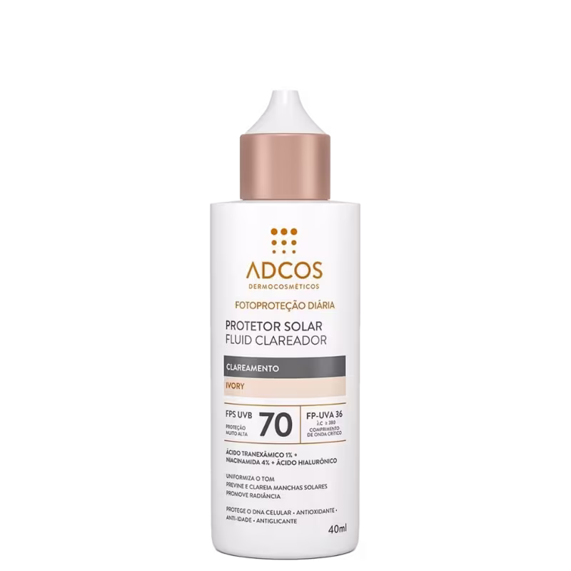 Protetor Solar com Cor Adcos Fotoproteção Diária Fluid Clareador FPS70