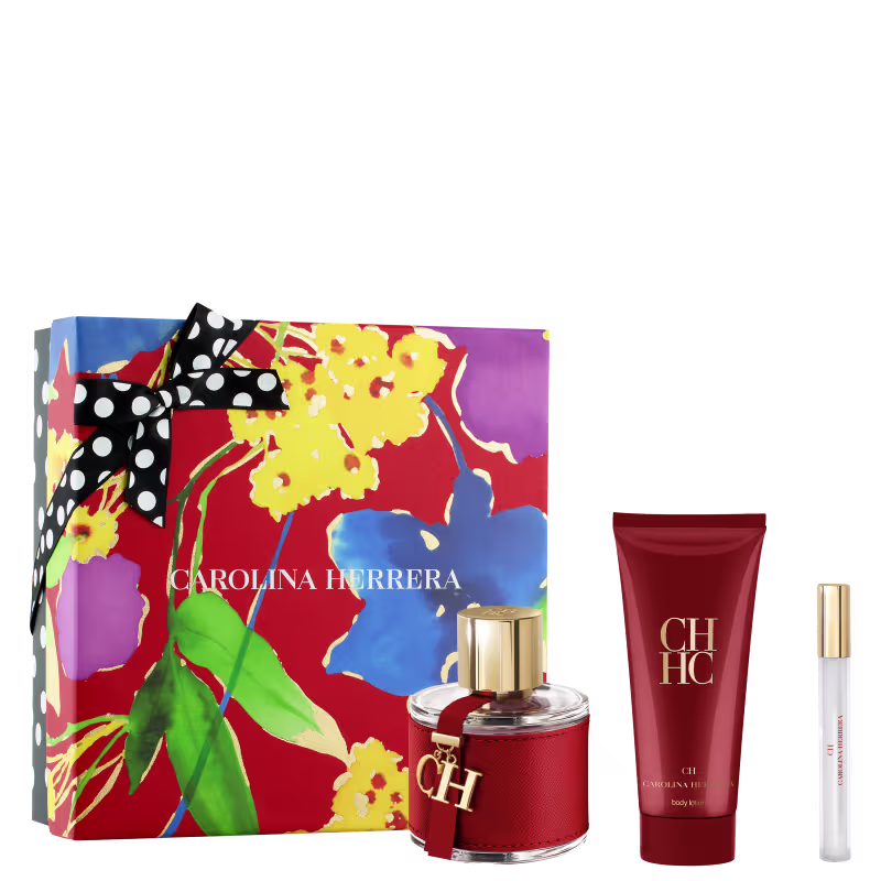 Conjunto Carolina Herrera CH Eau de Toilette - Perfume Feminino 100ml + Body lotion 100ml + Eau de Toilette 10ml