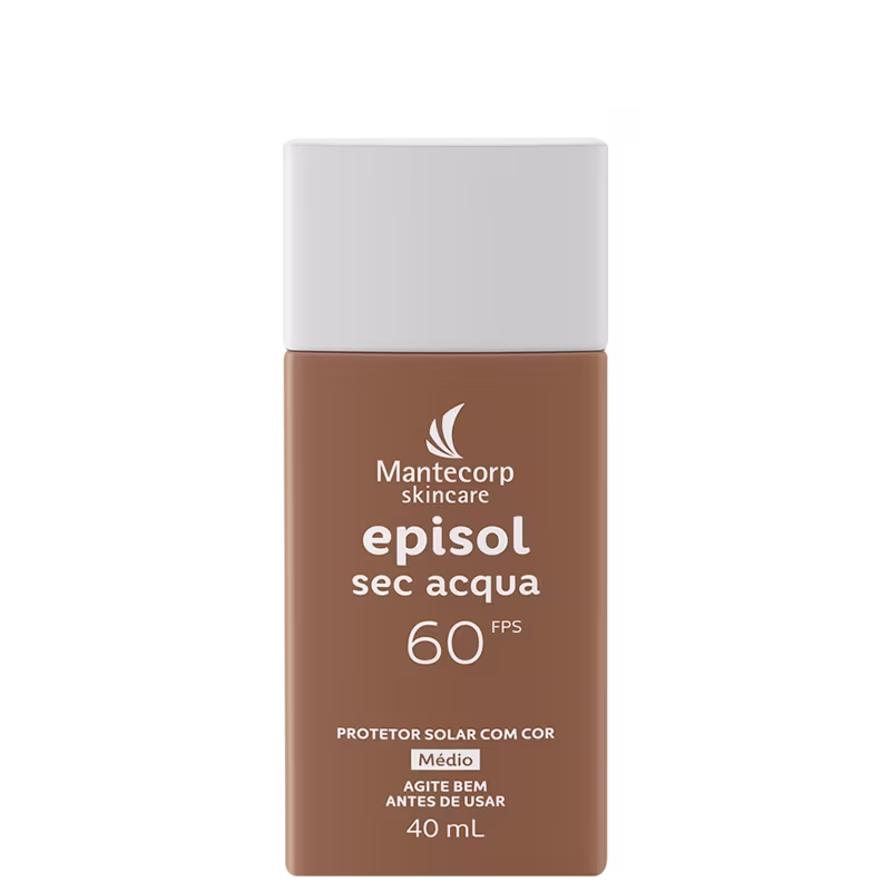 Protetor Solar Facial com Cor Mantecorp Episol Sec Acqua FPS60 Médio 40ml