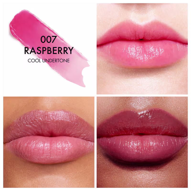 Amostra de cor com aplicação em três lábios de cores diferentes.