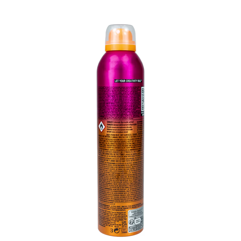 Verso da embalagem do Spray Fixador TIGI Bed Head Keep It Casual
