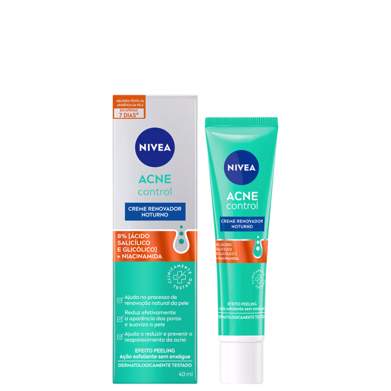 Creme Renovador Facial NIVEA Acne Control Noturno, 40ml.