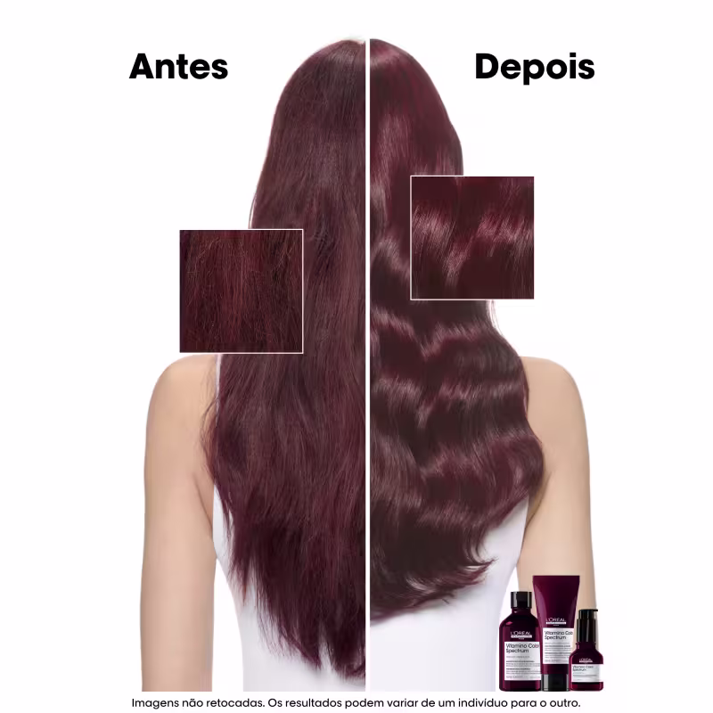 antes e depois do uso dos produtos da linha Vitamino Color Spectrum