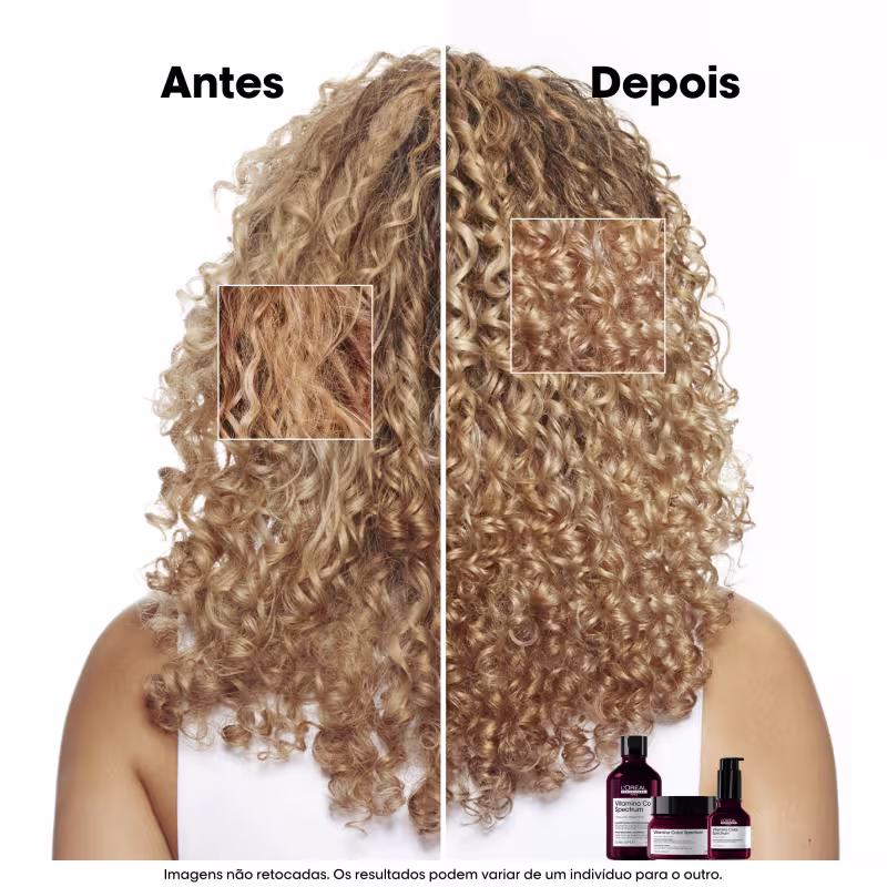 antes e depois do uso dos produtos da linha Vitamino Color Spectrum