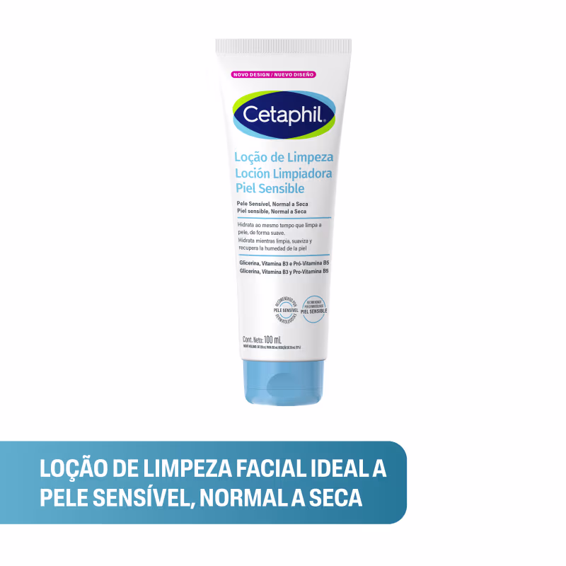Loção de Limpeza Facial Ideal a Pele Sensível, Normal a Seca. Hidrata ao mesmo tempo que limpa a pele, de forma suave. Hidrata, limpa, suaviza e recupera a umidade da pele.