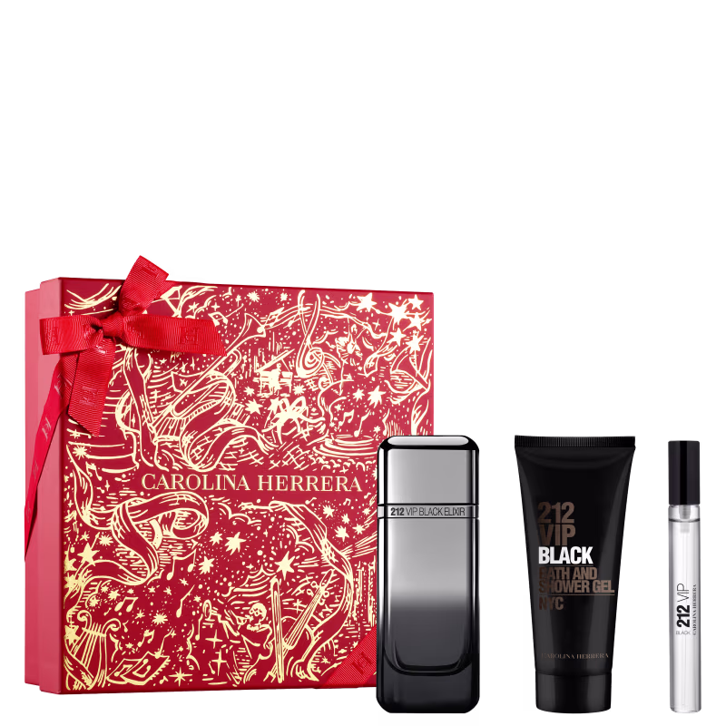 Conjunto 212 Vip Black Elixir Carolina Herrera Masculino com 3 Produtos