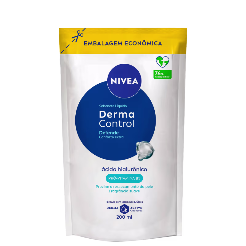 Embalagem refil do sabonete NIVEA Derma Control Defende, com 200ml