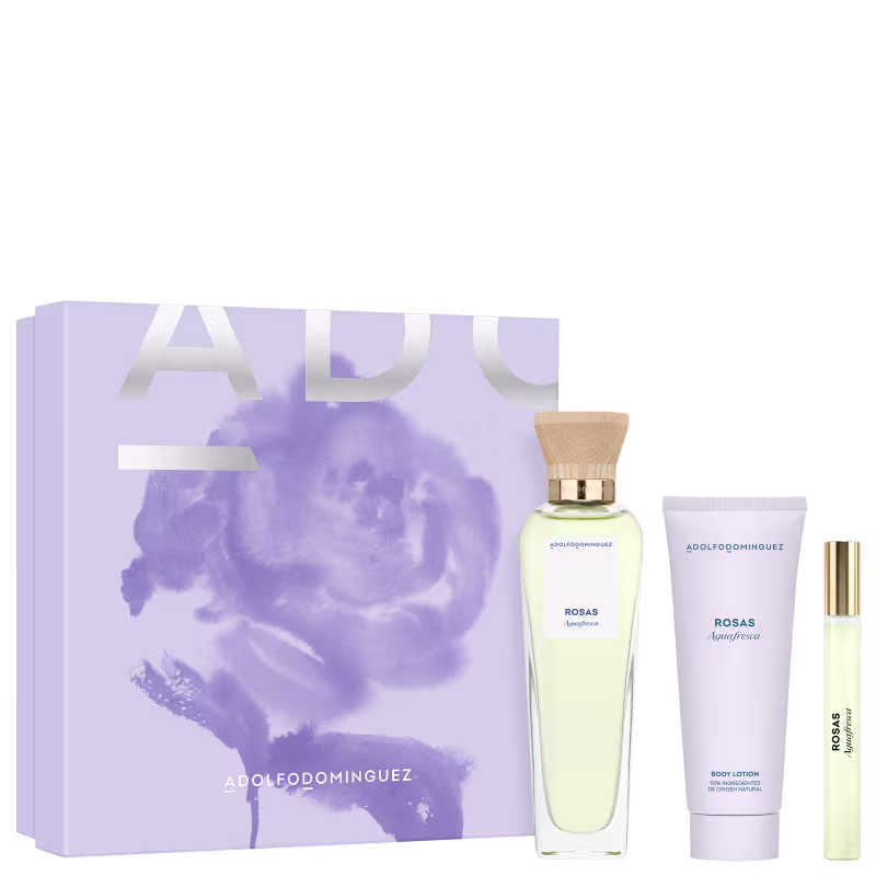 Conjunto Água Fresca de Rosas Adolfo Dominguez Feminino - Eau de Toilette 120ml + Eau de Toilette 10ml + Loção Hidratante Corporal 75g