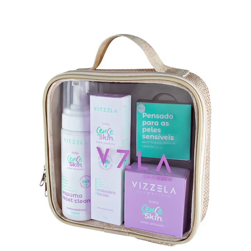 Kit Vizzela Cosméticos Sense Skin, 4 produtos.