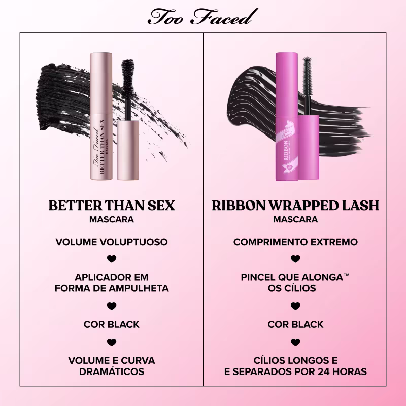 Kit Too Faced Holiday Storybook Lashes Better Than Sex + Ribbon (2 Produtos)