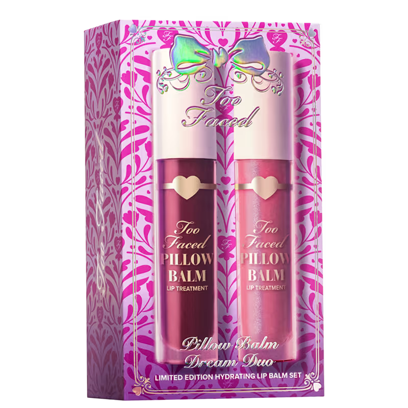 Kit Too Faced Holiday Pillow Balm Dream Duo, 2 produtos.