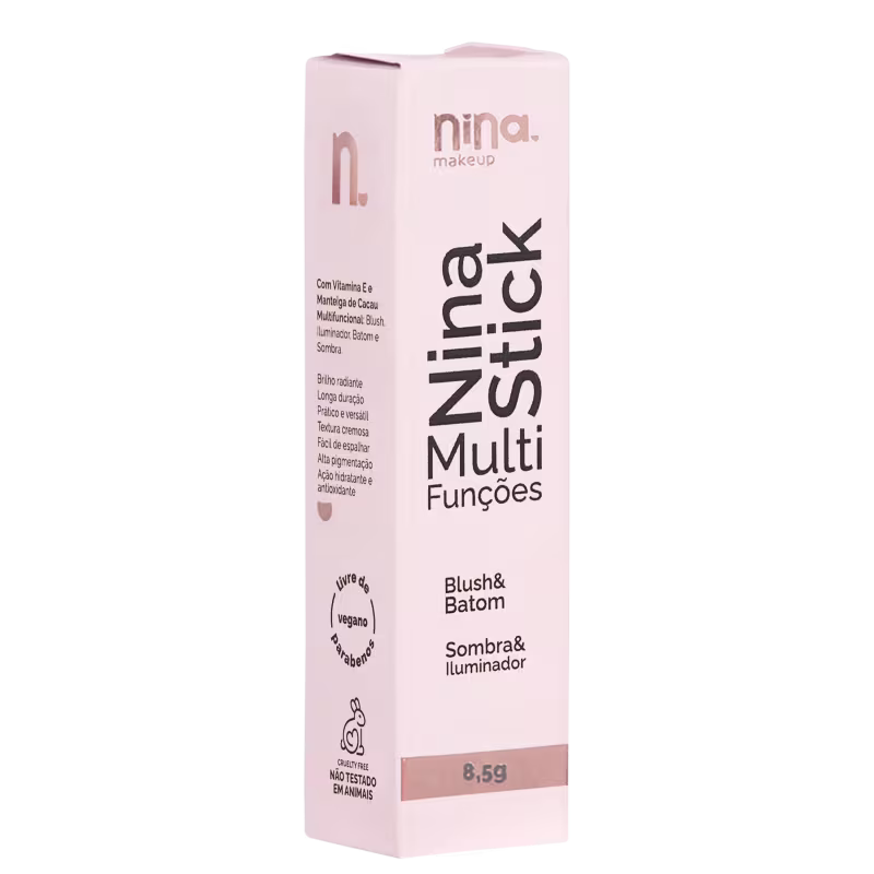 Blush Multifuncional Nina Makeup Stick Face na cor Rosé