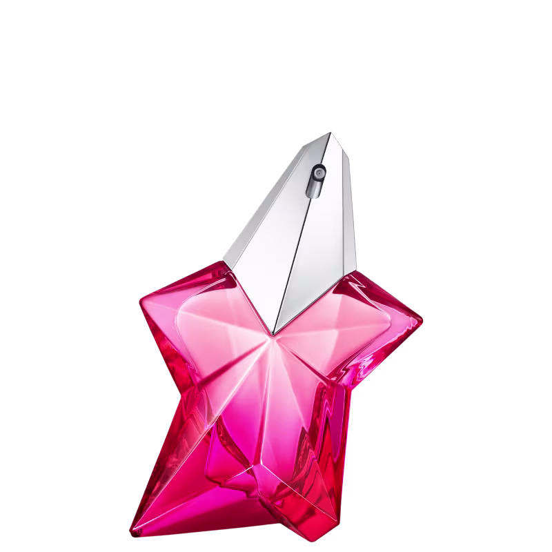 Frasco de perfume em formato de estrela de cristal vermelho brilhante, com tampa prateada, Angel Nova Mugler Eau de Parfum