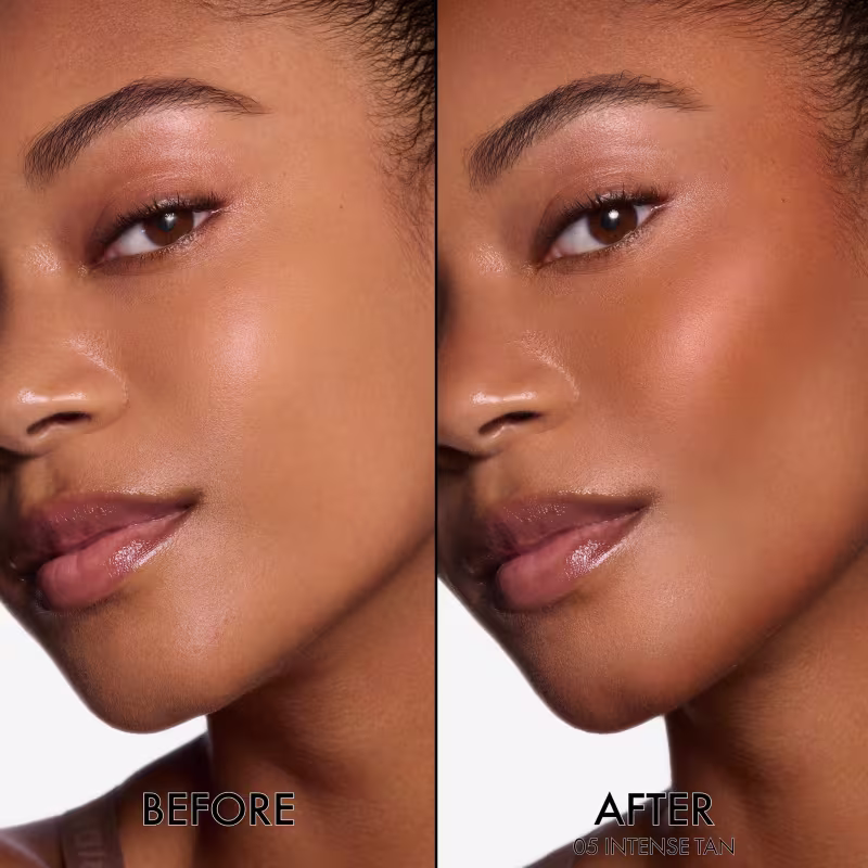 Antes e depois do uso do bronzeador em bastão