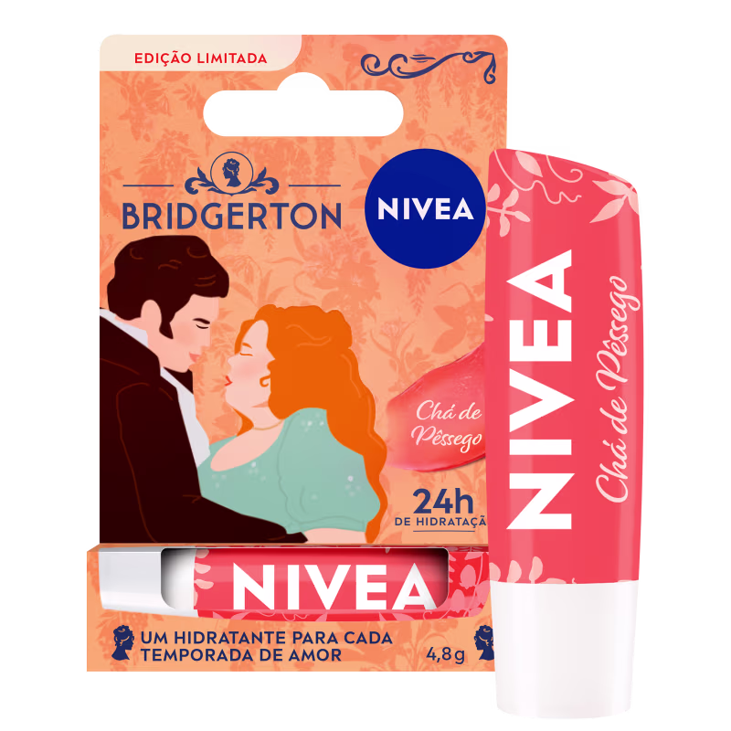 Hidratante Labial NIVEA Bridgerton Chá de Pêssego, 4,8g.