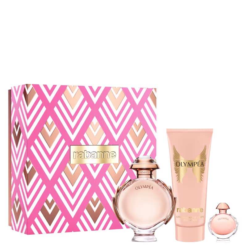 Conjunto Olympéa Rabanne Feminino - Perfume Eau de Parfum 80ml + Body Lotion 100ml + Travel Size 6ml