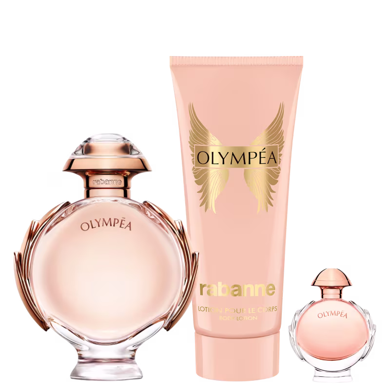 Conjunto Olympéa Rabanne Feminino - Perfume Eau de Parfum 80ml + Body Lotion 100ml + Travel Size 6ml