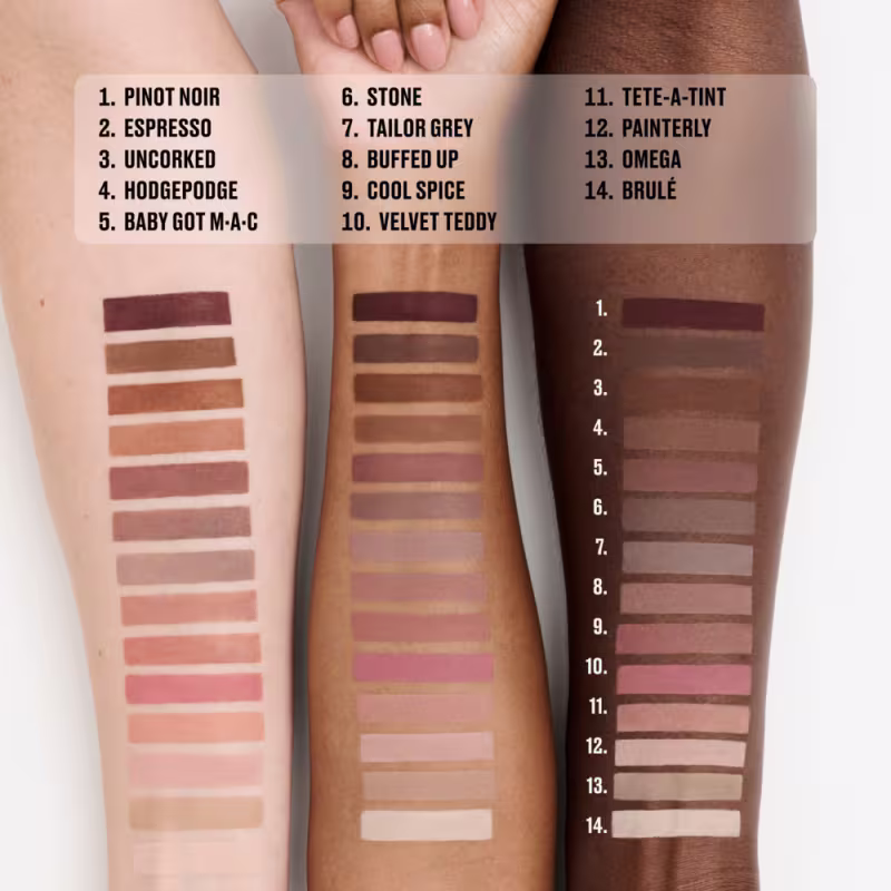 Todos os tons de sombras em diferentes tons de pele