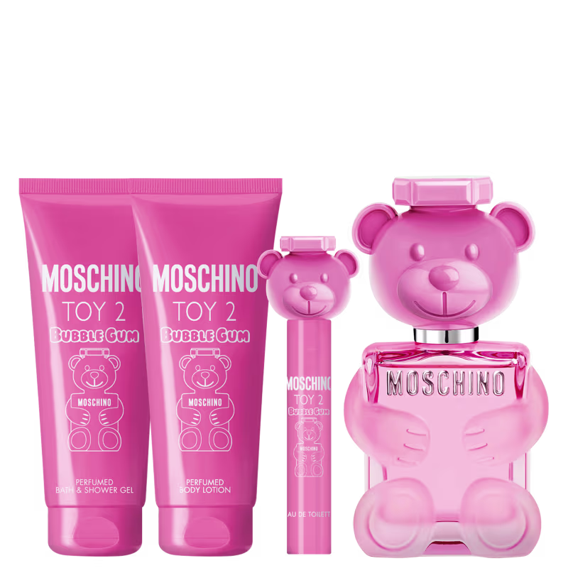 Conjunto Toy 2 Bubble Gum Moschino Feminino -  Perfume Eau de Toilette 100ml + Body Lotion 100ml + Shower Gel 100ml + Travel Size 10ml