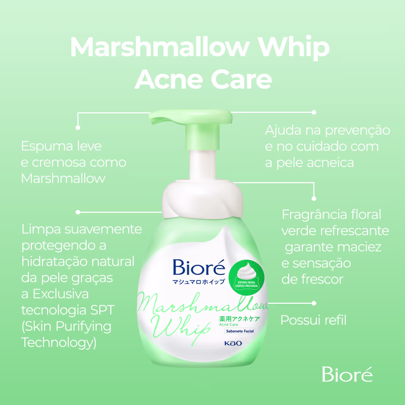 Bioré Marshmallow Whip Facial Acne Care - Sabonete Líquido Facial 150ml