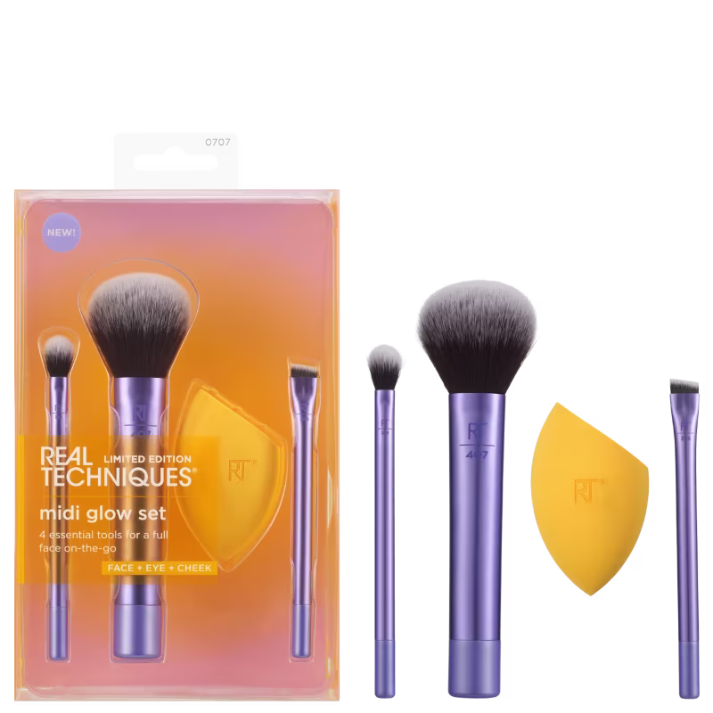 Kit Real Techniques Midi Glow Set, 4 produtos.