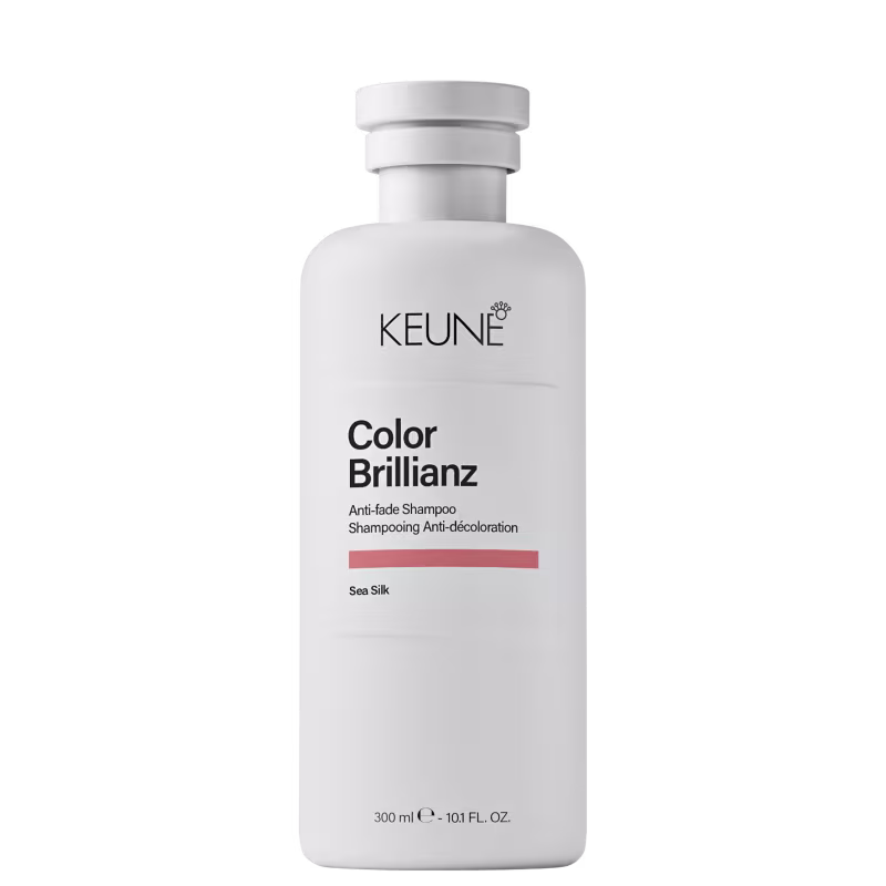 Frasco branco da linha Color Brillianz da Keune, com rótulo preto destacando o nome do produto.